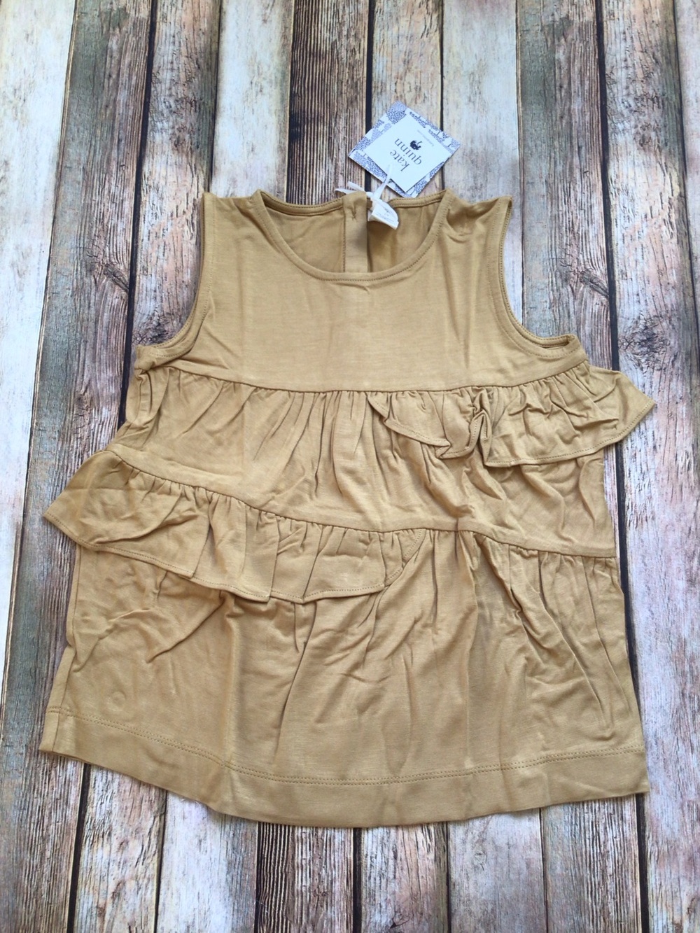 NWT Kate Quinn Bamboo Curry Ruffle Tiered Gathered Top